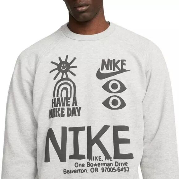 Nike Men's Sportswear French Terry Crew Sweatshirt Size S in Grey NWT‎ - Picture 3 of 7